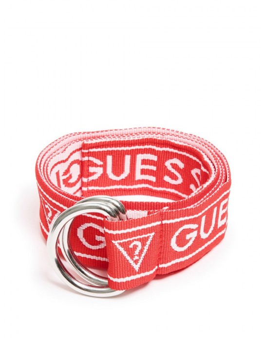 GUESS pásek Logo Woven Belt červený