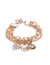 GUESS náramek Rose Gold-Tone Mosaic Logo Charm Bracelet
