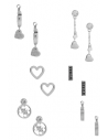 GUESS náušnice Silver-tone Pave Heart Earrings Set
