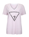 Outlet - GUESS tričko Destroyed Logo V-Neck Tee lilac