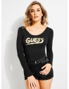 GUESS body Charged Up Logo Long-Sleeve Bodysuit čierne