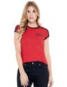 GUESS tričko Zetta Logo Ringer Tee červené