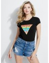 GUESS tričko Rainbow Logo Tee čierne