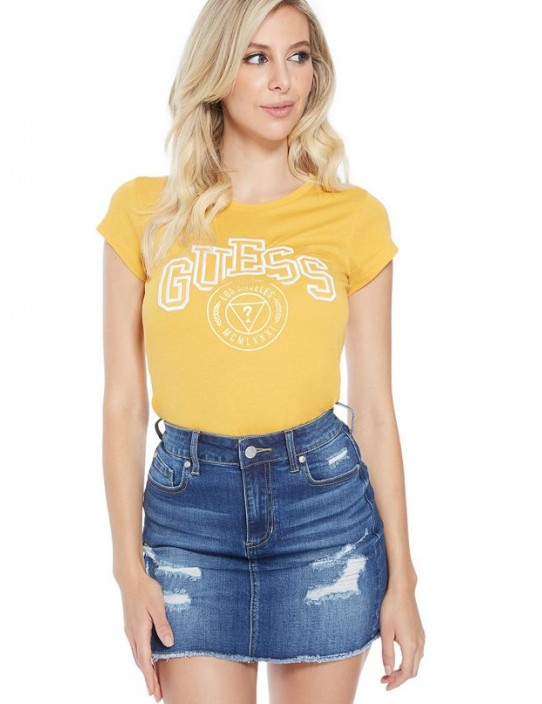 GUESS tričko Claire Logo Tee žlté