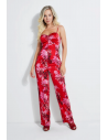 GUESS overal Melinda Floral-Print Jumpsuit červený