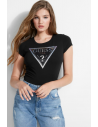GUESS tričko Ombre Glitter Logo Tee černé
