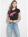 GUESS tričko Rhinestone Shock Logo Tee čierne