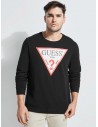 GUESS mikina Roy Triangle Logo Pullover Sweater bílá