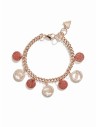 GUESS náramek Rose Gold-Tone Glitter Charm Bracelet