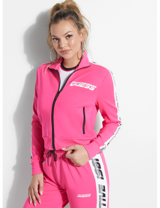 GUESS bunda Logo Track Jacket pink