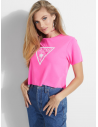 GUESS tričko Cropped Neon Beach Tee pink
