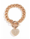 Outlet - GUESS náramek Rose Gold-Tone Rhinestone Heart