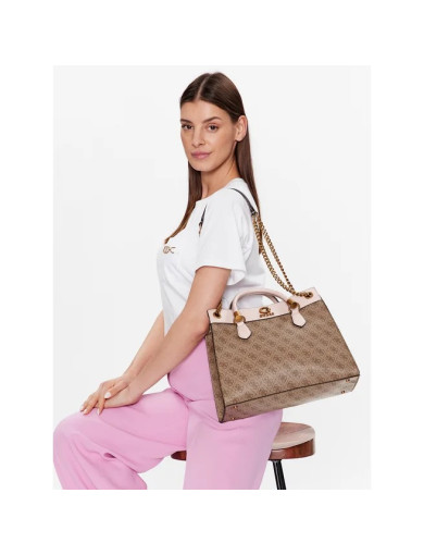 GUESS kabelka Nell Logo hnedá 2