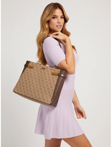 GUESS kabelka Zadie logo hnedá 2